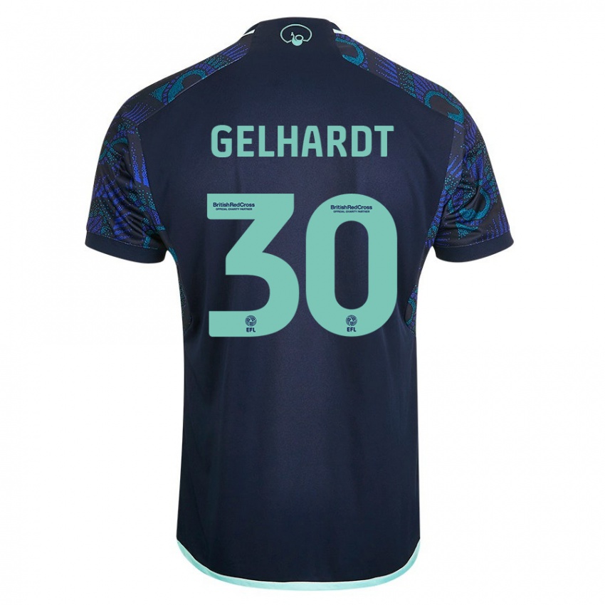 Kvinder Joe Gelhardt #30 Blå Udebane Spillertrøjer 2023/24 Trøje T-Shirt