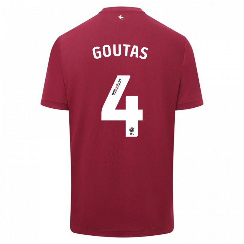 Kvinder Dimitrios Goutas #4 Rød Udebane Spillertrøjer 2023/24 Trøje T-Shirt