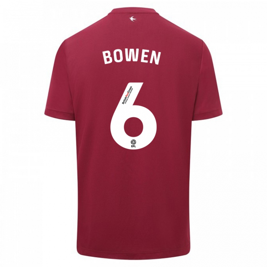 Kvinder Megan Bowen #6 Rød Udebane Spillertrøjer 2023/24 Trøje T-Shirt