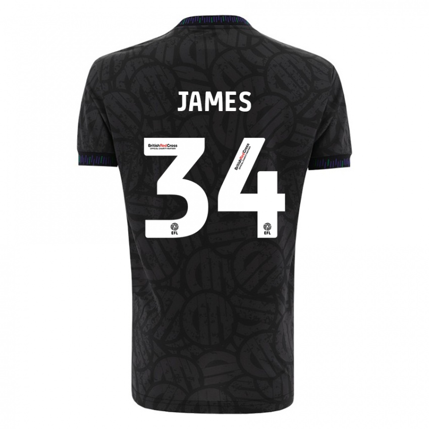 Kvinder Joseph James #34 Sort Udebane Spillertrøjer 2023/24 Trøje T-Shirt