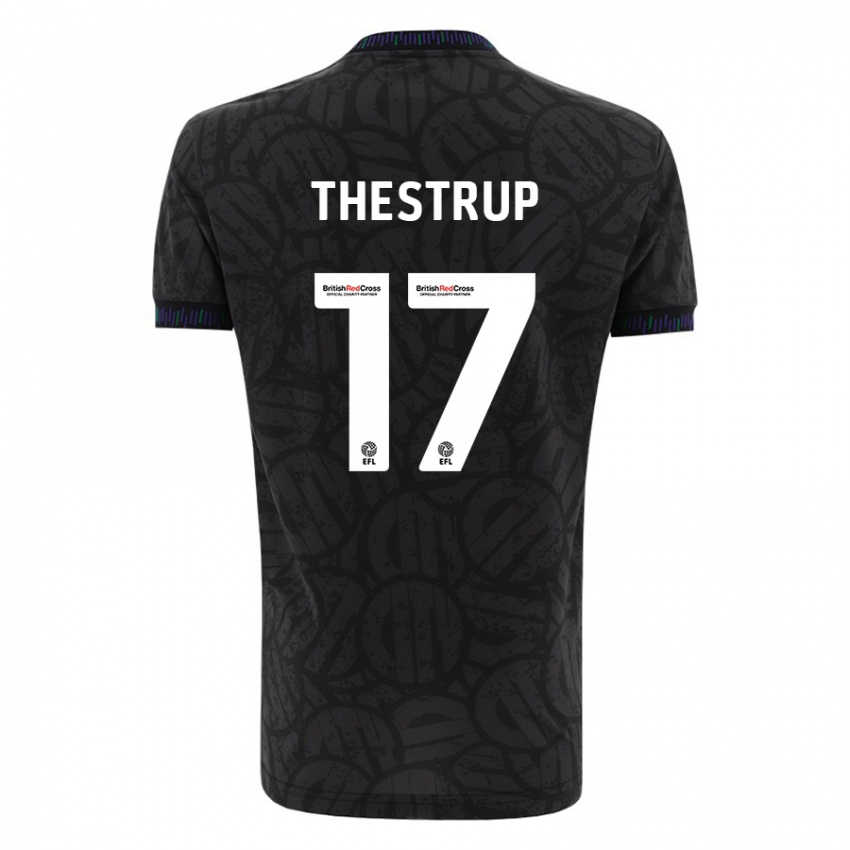 Kvinder Amalie Thestrup #17 Sort Udebane Spillertrøjer 2023/24 Trøje T-Shirt