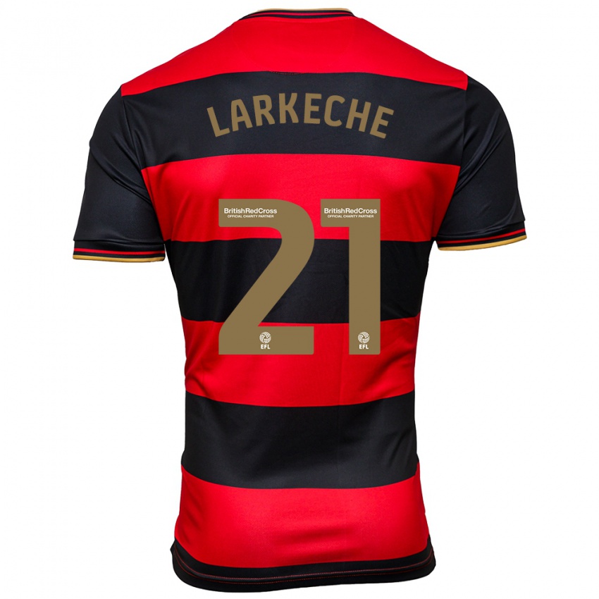 Kvinder Ziyad Larkeche #21 Sort Rød Udebane Spillertrøjer 2023/24 Trøje T-Shirt