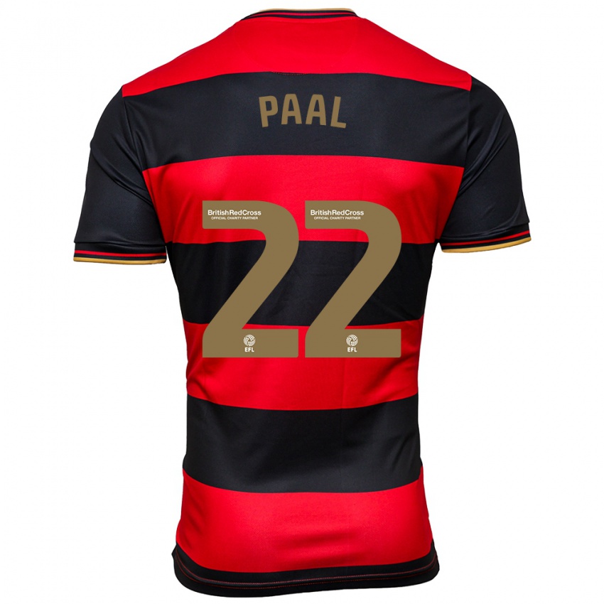 Kvinder Kenneth Paal #22 Sort Rød Udebane Spillertrøjer 2023/24 Trøje T-Shirt