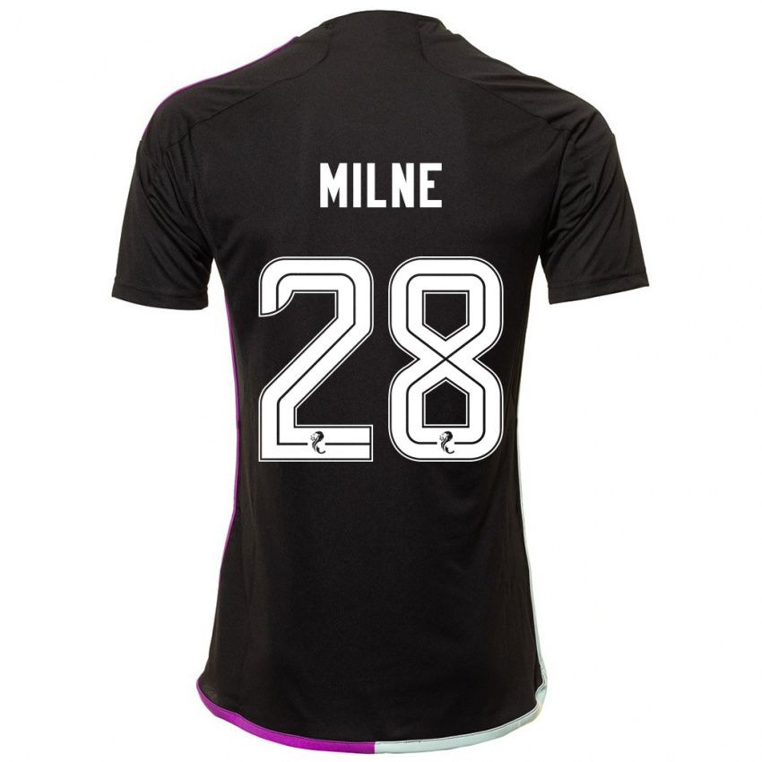 Kvinder Jack Milne #28 Sort Udebane Spillertrøjer 2023/24 Trøje T-Shirt