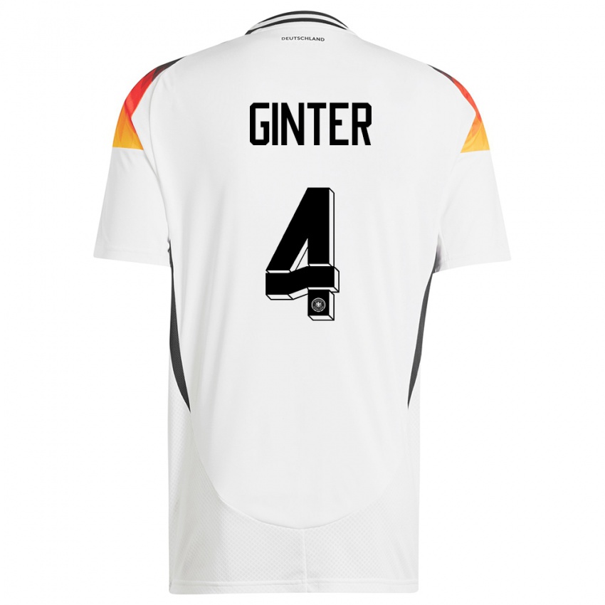 Børn Tyskland Matthias Ginter #4 Hvid Hjemmebane Spillertrøjer 24-26 Trøje T-Shirt