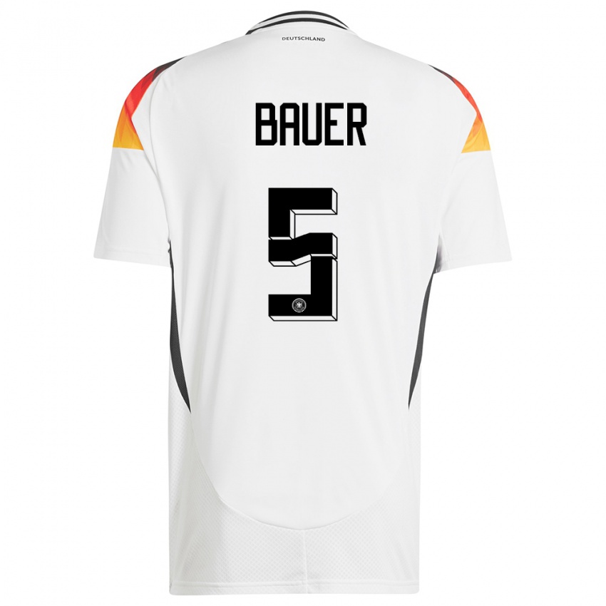 Børn Tyskland Maximilian Bauer #5 Hvid Hjemmebane Spillertrøjer 24-26 Trøje T-Shirt