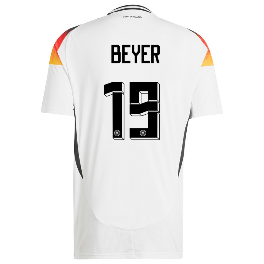 Børn Tyskland Jordan Beyer #19 Hvid Hjemmebane Spillertrøjer 24-26 Trøje T-Shirt