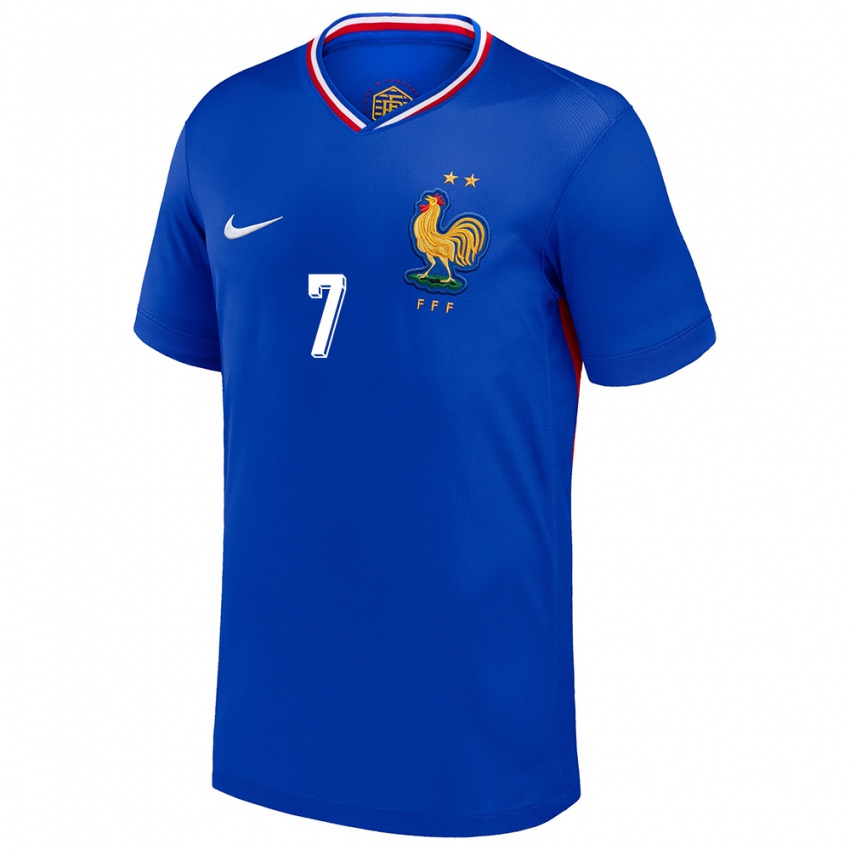 Børn Frankrig Antoine Griezmann #7 Blå Hjemmebane Spillertrøjer 24-26 Trøje T-Shirt