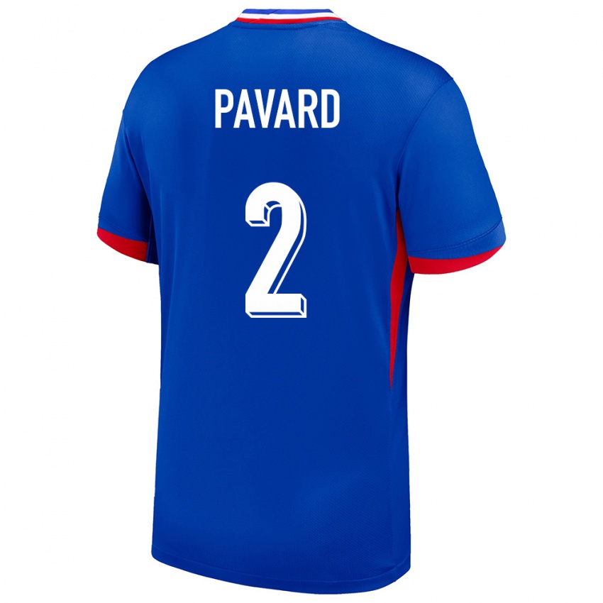 Børn Frankrig Benjamin Pavard #2 Blå Hjemmebane Spillertrøjer 24-26 Trøje T-Shirt