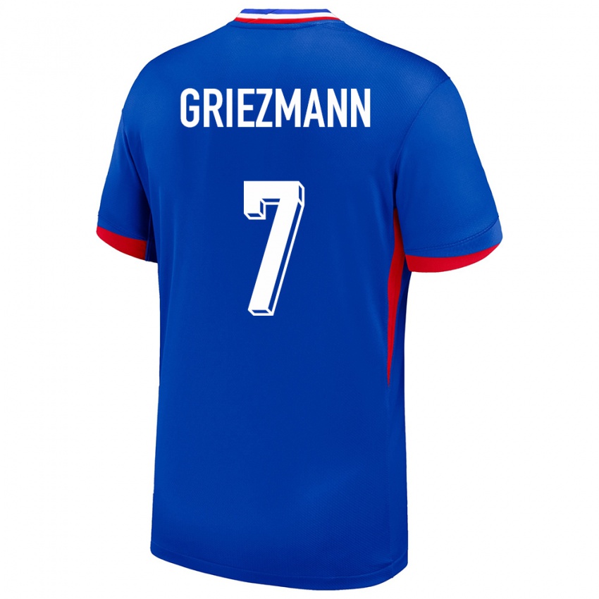 Børn Frankrig Antoine Griezmann #7 Blå Hjemmebane Spillertrøjer 24-26 Trøje T-Shirt