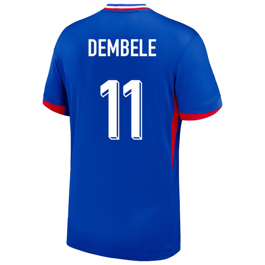 Børn Frankrig Ousmane Dembele #11 Blå Hjemmebane Spillertrøjer 24-26 Trøje T-Shirt