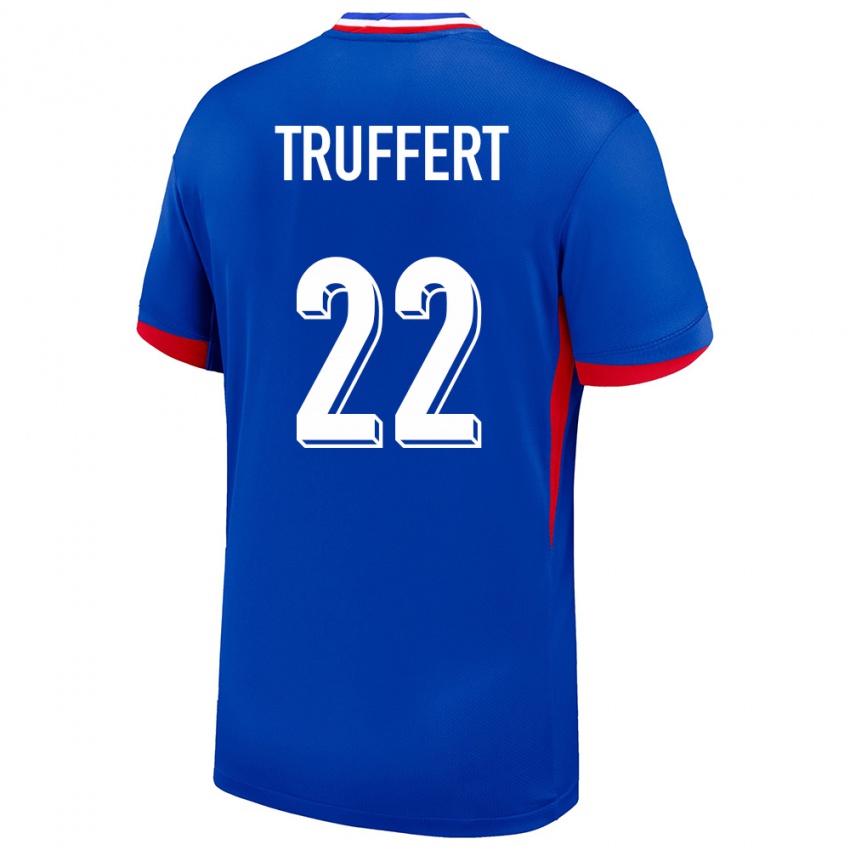 Børn Frankrig Adrien Truffert #22 Blå Hjemmebane Spillertrøjer 24-26 Trøje T-Shirt