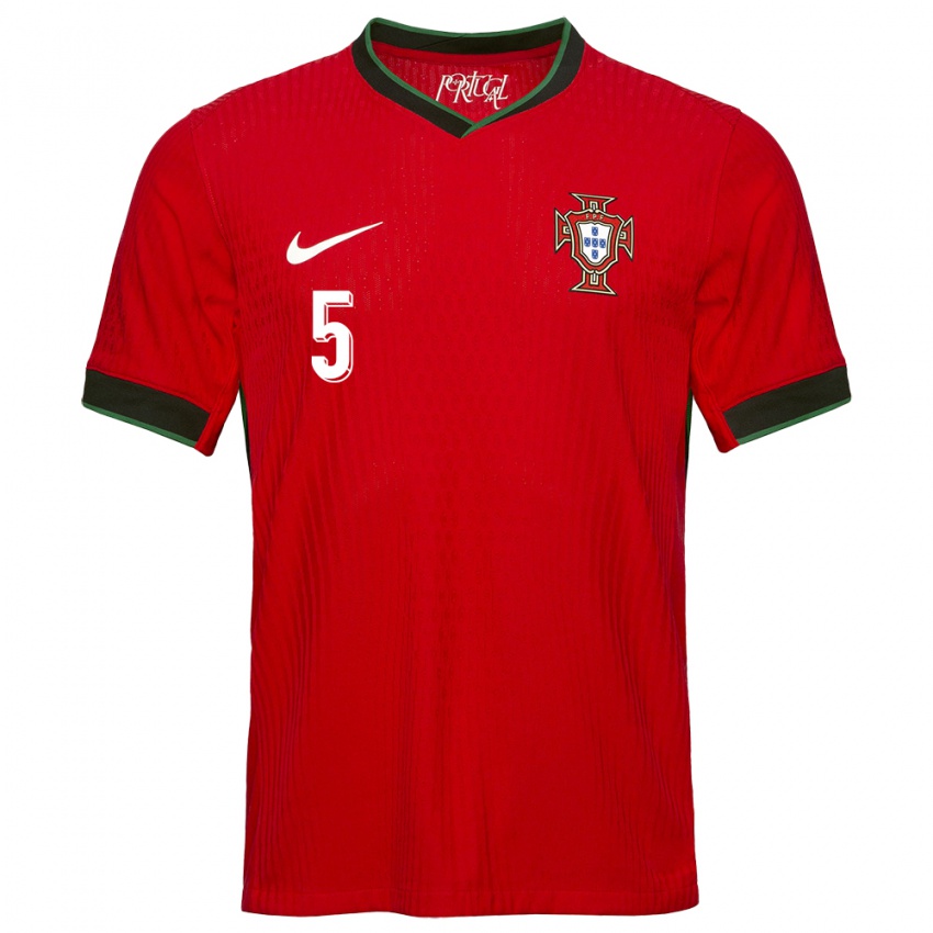 Børn Portugal Martim Marques #5 Rød Hjemmebane Spillertrøjer 24-26 Trøje T-Shirt