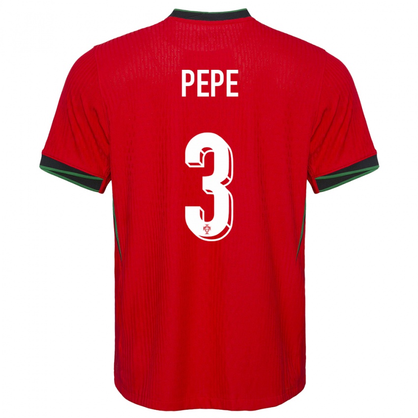 Børn Portugal Pepe #3 Rød Hjemmebane Spillertrøjer 24-26 Trøje T-Shirt