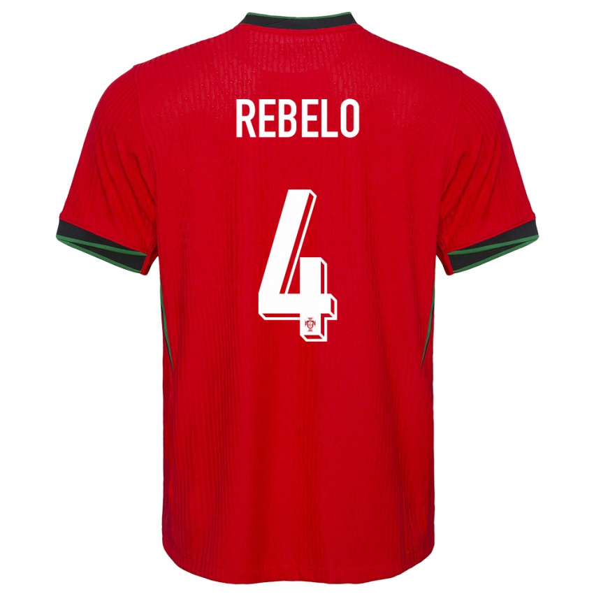 Børn Portugal Silvia Rebelo #4 Rød Hjemmebane Spillertrøjer 24-26 Trøje T-Shirt