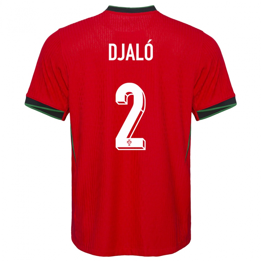 Børn Portugal Tiago Djalo #2 Rød Hjemmebane Spillertrøjer 24-26 Trøje T-Shirt