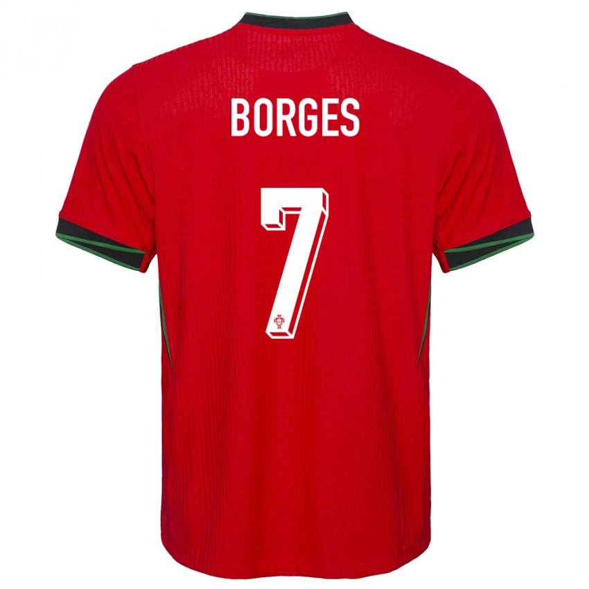 Børn Portugal Carlos Borges #7 Rød Hjemmebane Spillertrøjer 24-26 Trøje T-Shirt