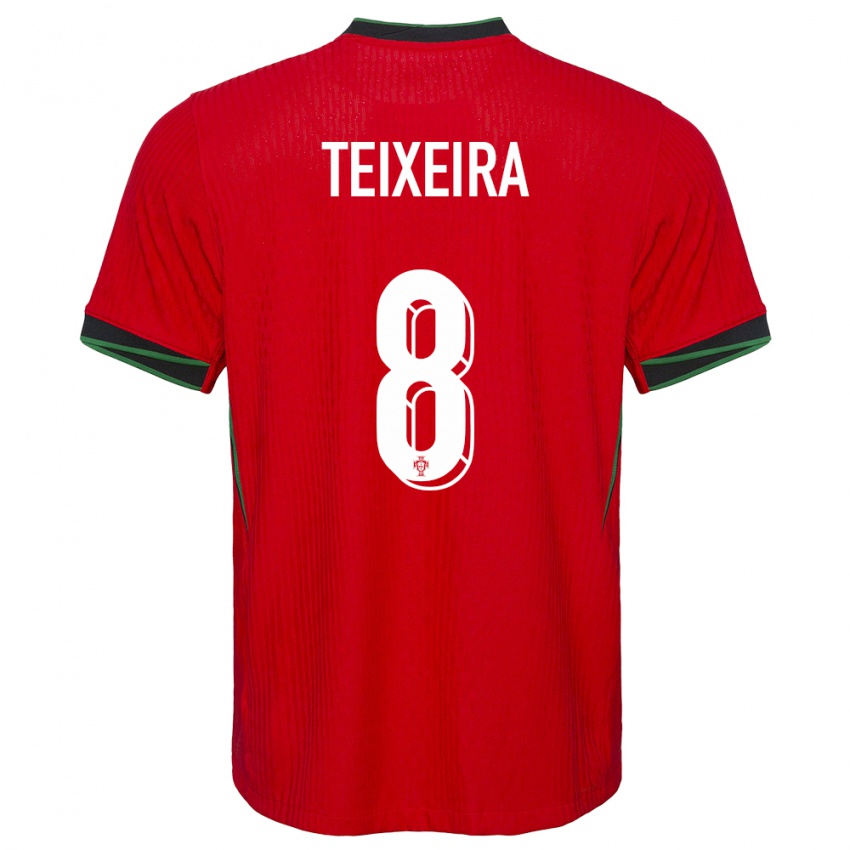 Børn Portugal Joao Teixeira #8 Rød Hjemmebane Spillertrøjer 24-26 Trøje T-Shirt