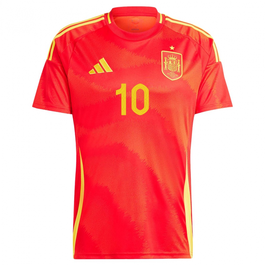 Børn Spanien Dani Olmo #10 Rød Hjemmebane Spillertrøjer 24-26 Trøje T-Shirt