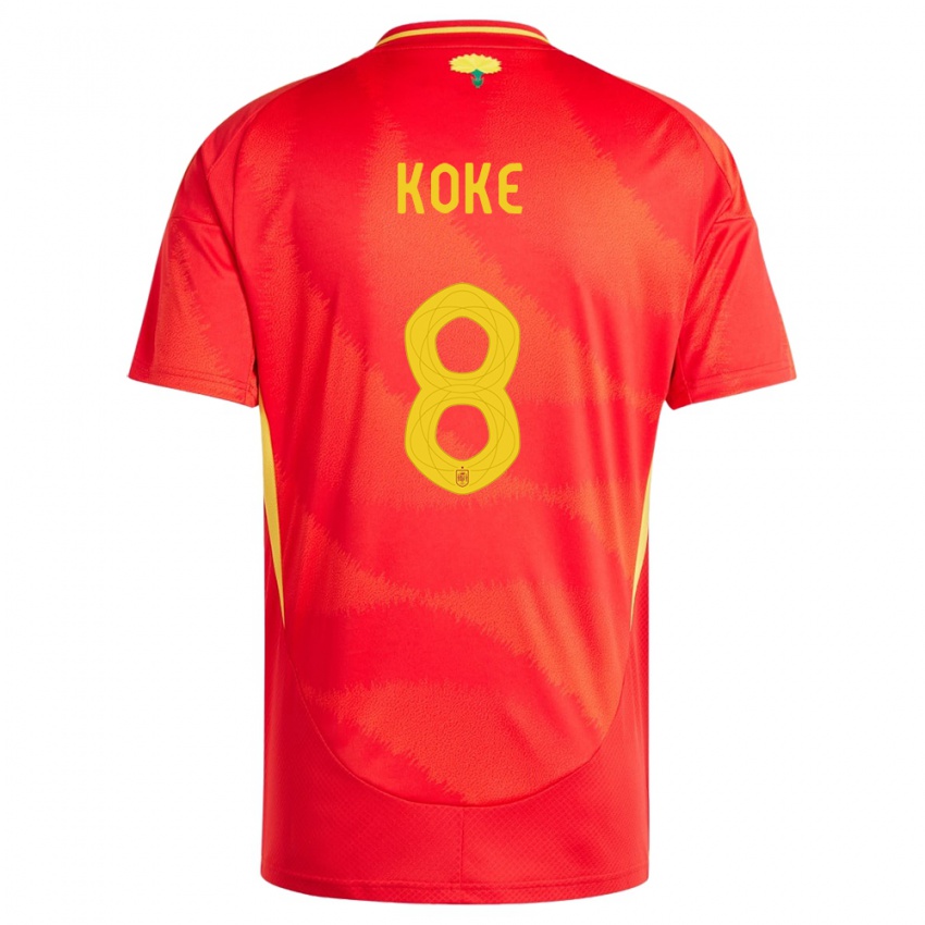 Børn Spanien Koke #8 Rød Hjemmebane Spillertrøjer 24-26 Trøje T-Shirt