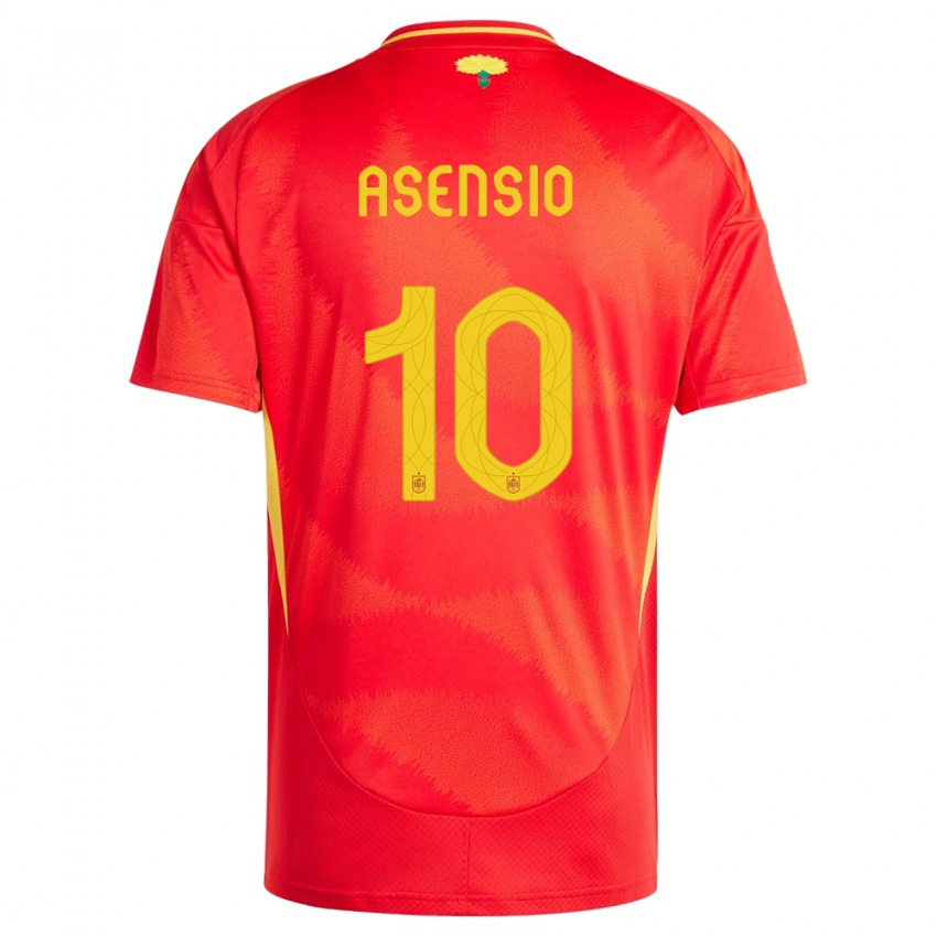 Børn Spanien Marco Asensio #10 Rød Hjemmebane Spillertrøjer 24-26 Trøje T-Shirt