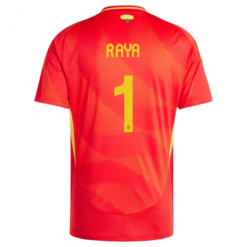 Børn Spanien David Raya #1 Rød Hjemmebane Spillertrøjer 24-26 Trøje T-Shirt