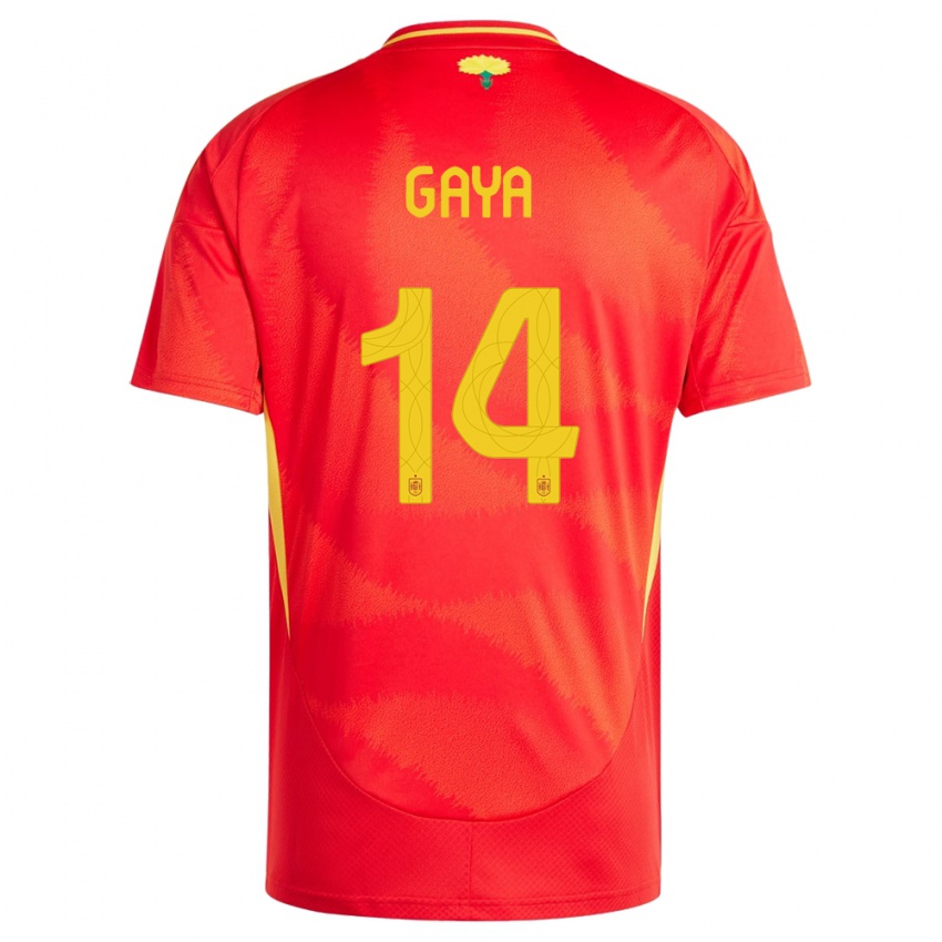 Børn Spanien Jose Gaya #14 Rød Hjemmebane Spillertrøjer 24-26 Trøje T-Shirt