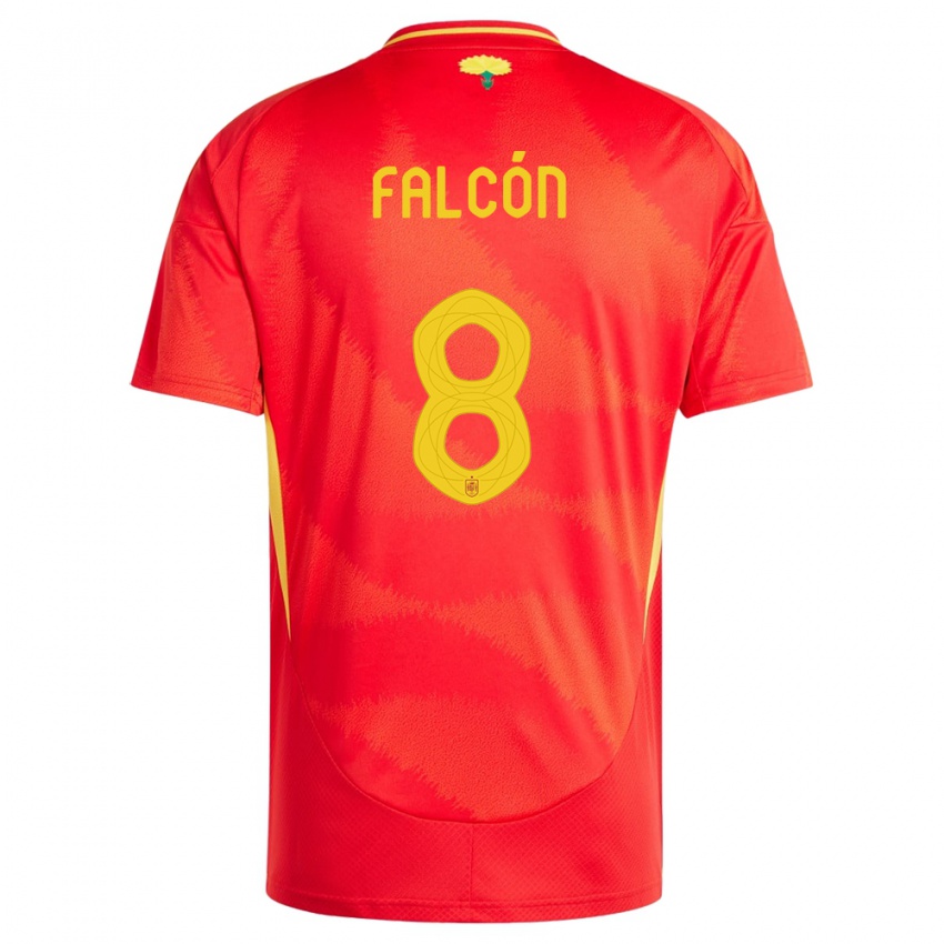 Børn Spanien Andrea Falcon #8 Rød Hjemmebane Spillertrøjer 24-26 Trøje T-Shirt