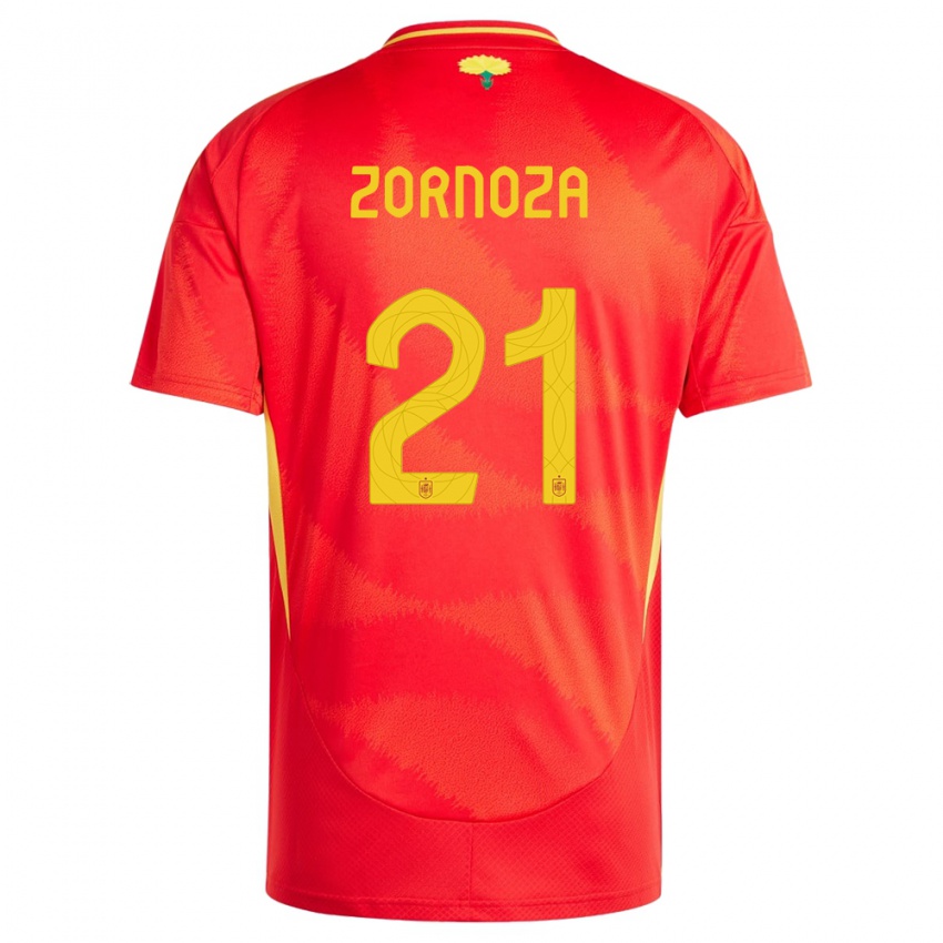 Børn Spanien Claudia Zornoza #21 Rød Hjemmebane Spillertrøjer 24-26 Trøje T-Shirt