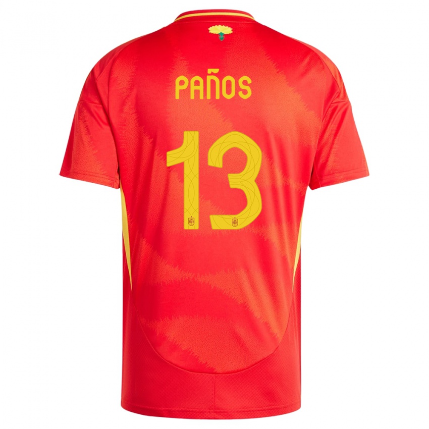 Børn Spanien Sandra Panos #13 Rød Hjemmebane Spillertrøjer 24-26 Trøje T-Shirt