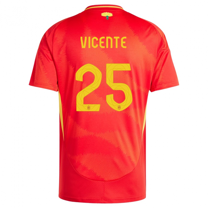 Børn Spanien Ainhoa Vicente #25 Rød Hjemmebane Spillertrøjer 24-26 Trøje T-Shirt