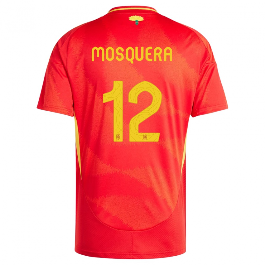 Børn Spanien Cristian Mosquera #12 Rød Hjemmebane Spillertrøjer 24-26 Trøje T-Shirt