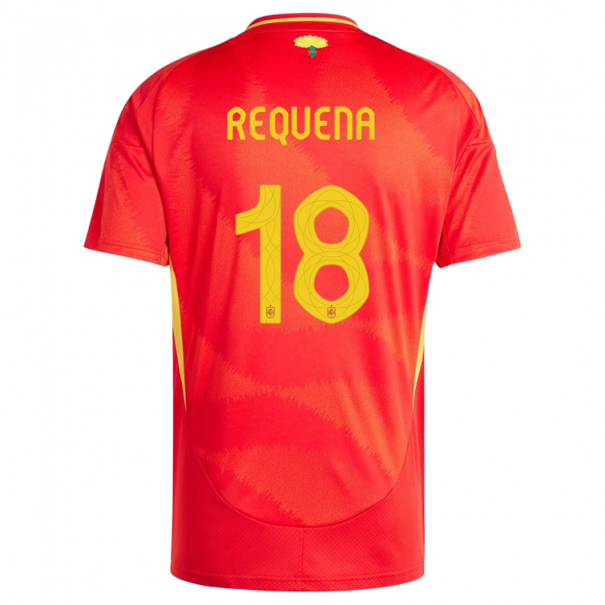 Børn Spanien Daniel Requena #18 Rød Hjemmebane Spillertrøjer 24-26 Trøje T-Shirt