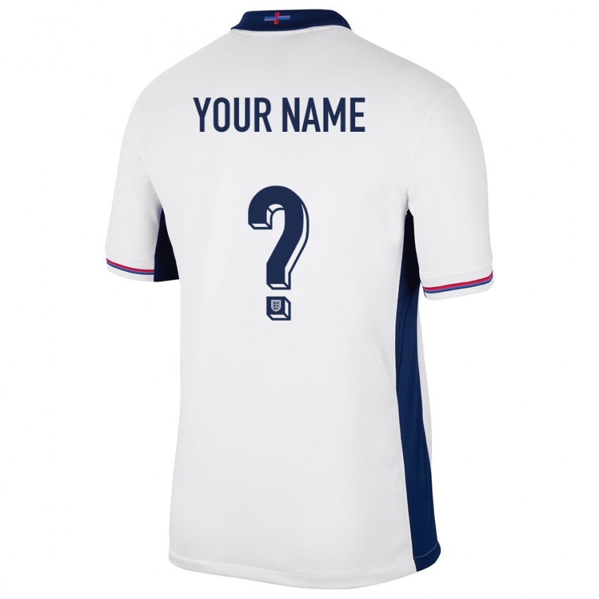 Børn England Dit Navn #0 Hvid Hjemmebane Spillertrøjer 24-26 Trøje T-Shirt