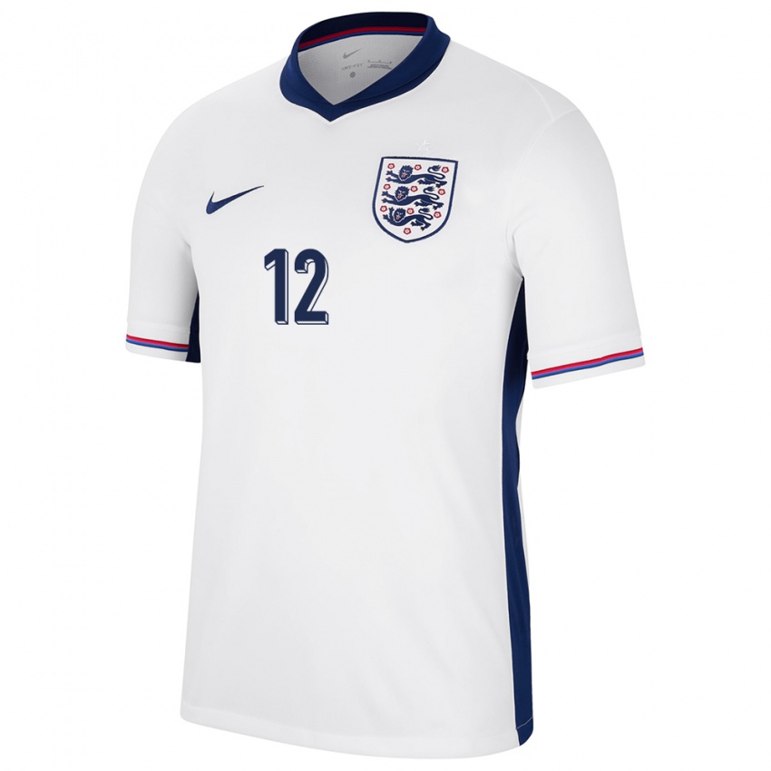 Børn England Jess Carter #12 Hvid Hjemmebane Spillertrøjer 24-26 Trøje T-Shirt