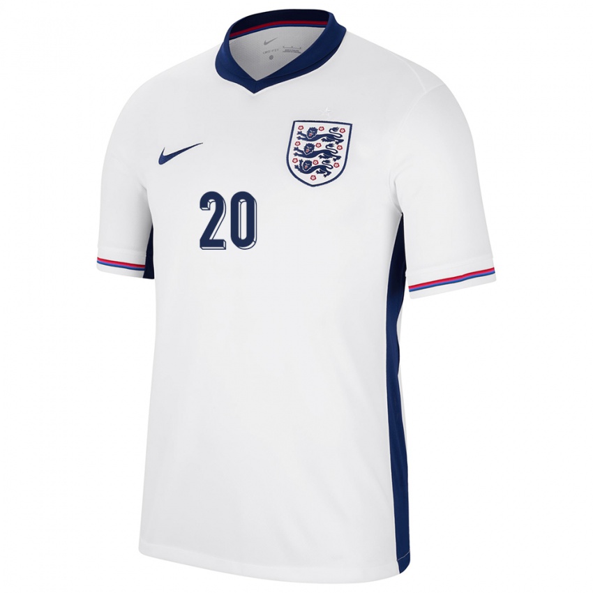 Børn England Kian Pennant #20 Hvid Hjemmebane Spillertrøjer 24-26 Trøje T-Shirt