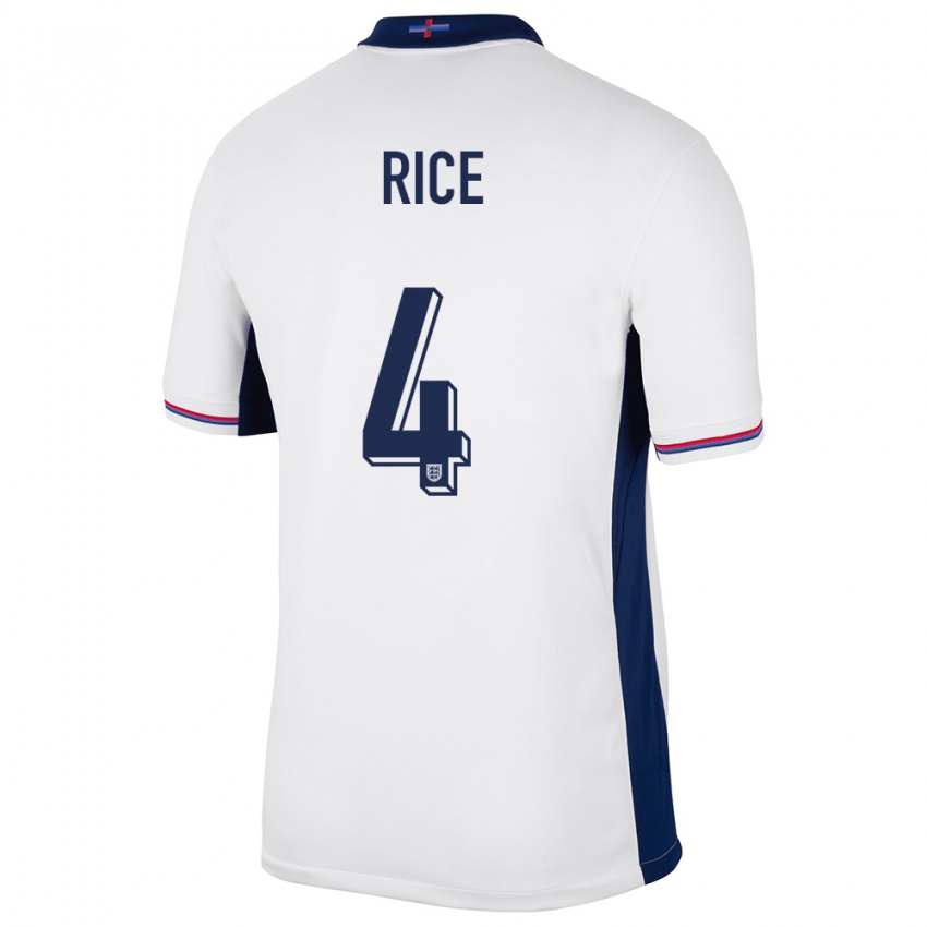 Børn England Declan Rice #4 Hvid Hjemmebane Spillertrøjer 24-26 Trøje T-Shirt