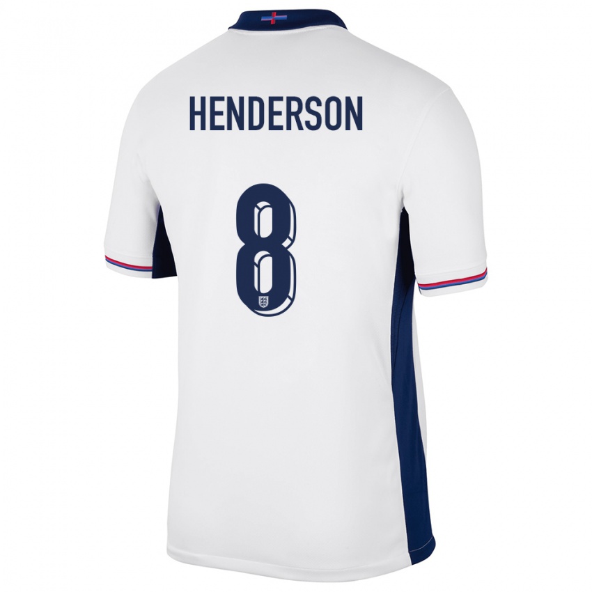 Børn England Jordan Henderson #8 Hvid Hjemmebane Spillertrøjer 24-26 Trøje T-Shirt