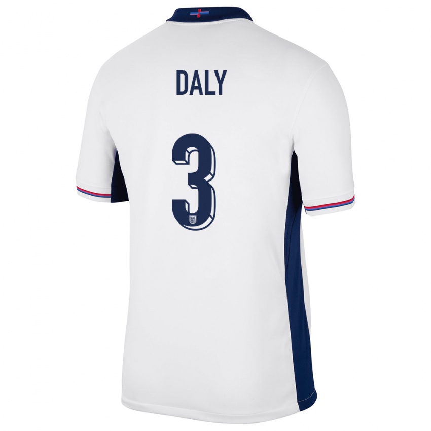 Børn England Rachel Daly #3 Hvid Hjemmebane Spillertrøjer 24-26 Trøje T-Shirt