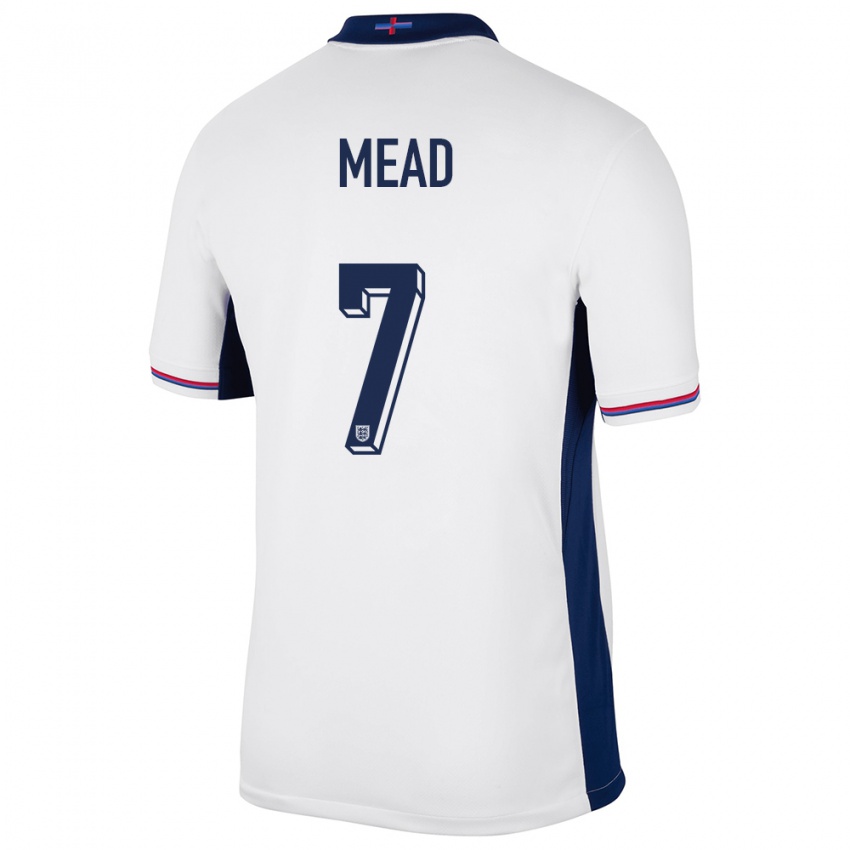 Børn England Beth Mead #7 Hvid Hjemmebane Spillertrøjer 24-26 Trøje T-Shirt