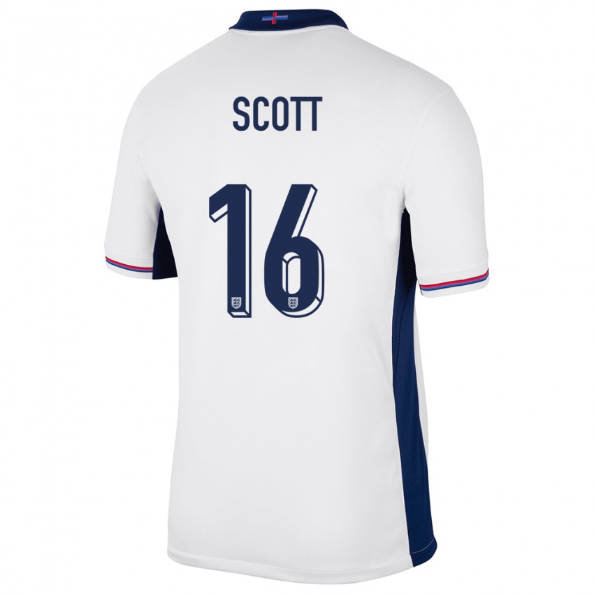 Børn England Jill Scott #16 Hvid Hjemmebane Spillertrøjer 24-26 Trøje T-Shirt