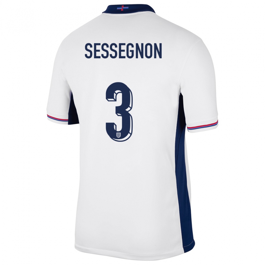 Børn England Ryan Sessegnon #3 Hvid Hjemmebane Spillertrøjer 24-26 Trøje T-Shirt