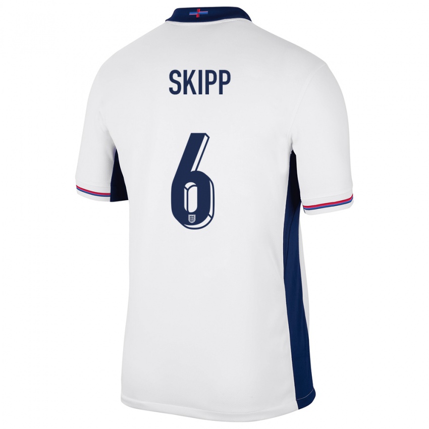 Børn England Oliver Skipp #6 Hvid Hjemmebane Spillertrøjer 24-26 Trøje T-Shirt