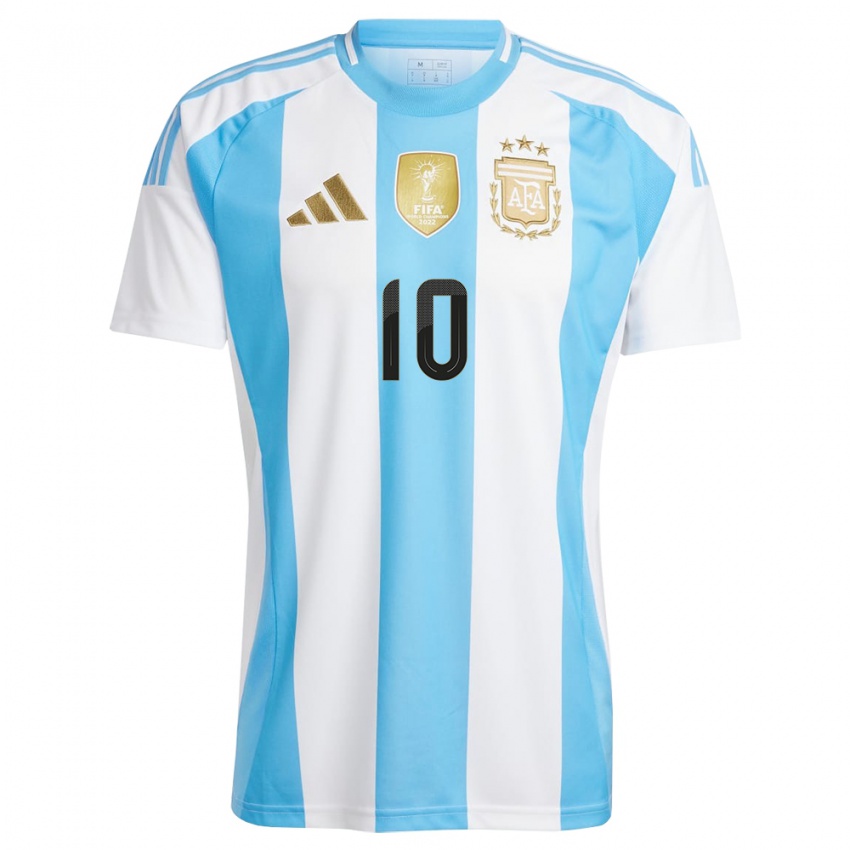 Børn Argentina Axel Encinas #10 Hvid Blå Hjemmebane Spillertrøjer 24-26 Trøje T-Shirt