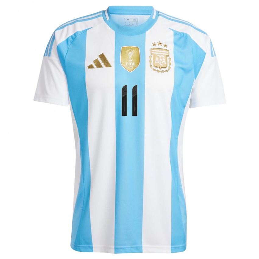 Børn Argentina Angel Di Maria #11 Hvid Blå Hjemmebane Spillertrøjer 24-26 Trøje T-Shirt