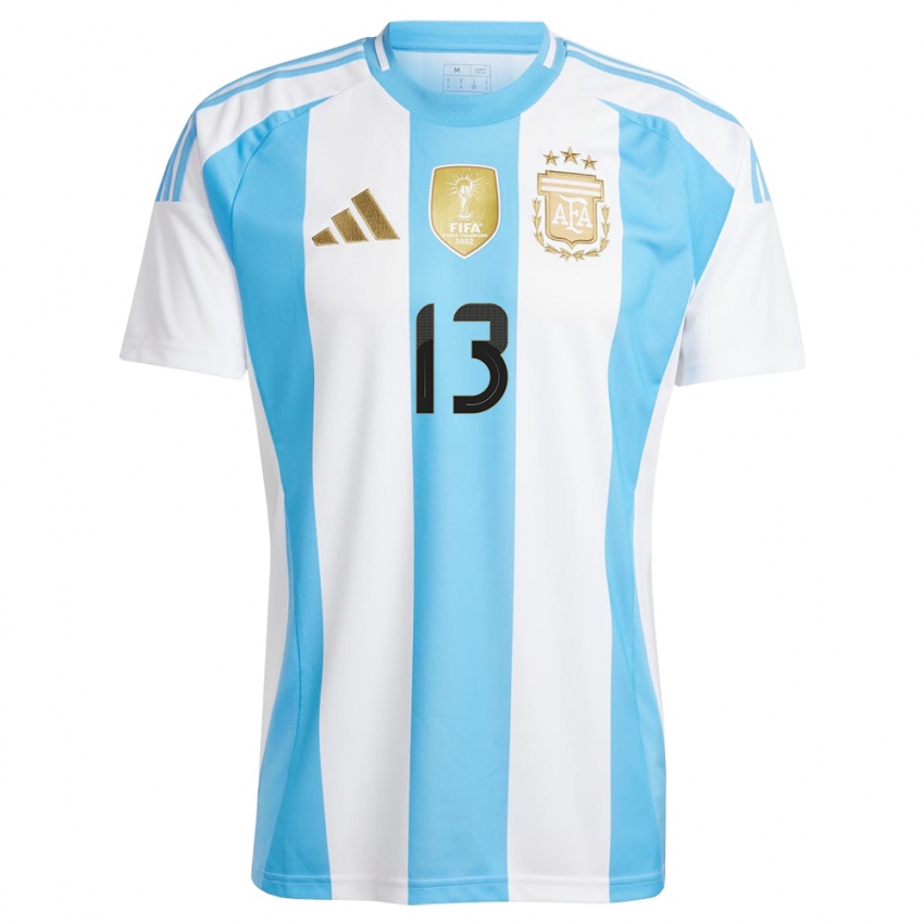 Børn Argentina Paloma Fagiano #13 Hvid Blå Hjemmebane Spillertrøjer 24-26 Trøje T-Shirt