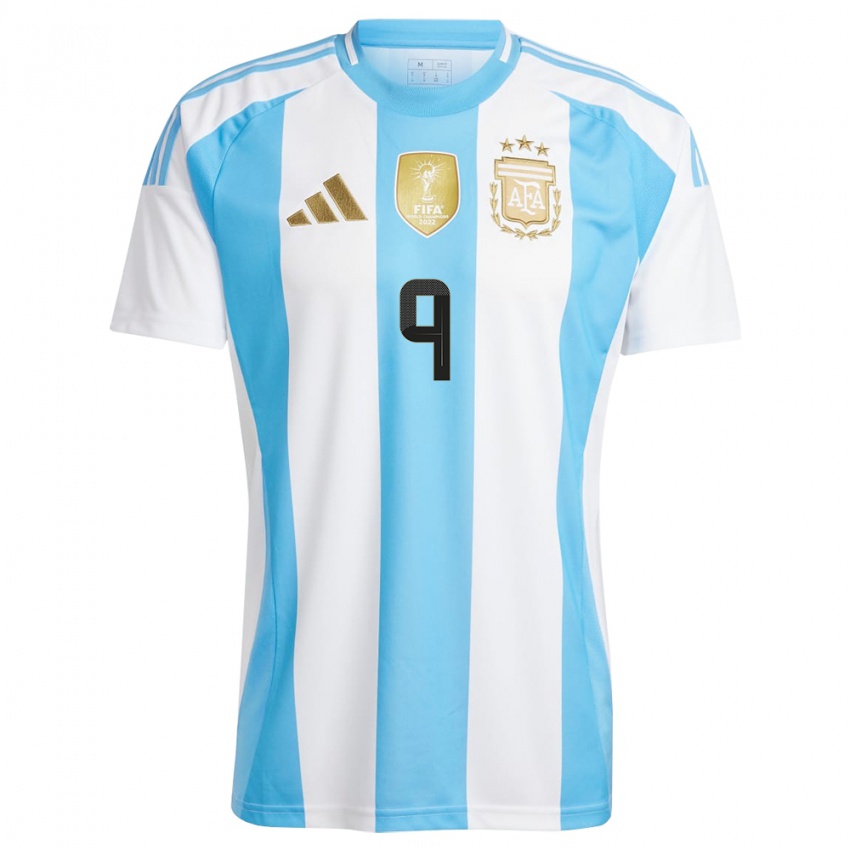 Børn Argentina Matias Soule #9 Hvid Blå Hjemmebane Spillertrøjer 24-26 Trøje T-Shirt