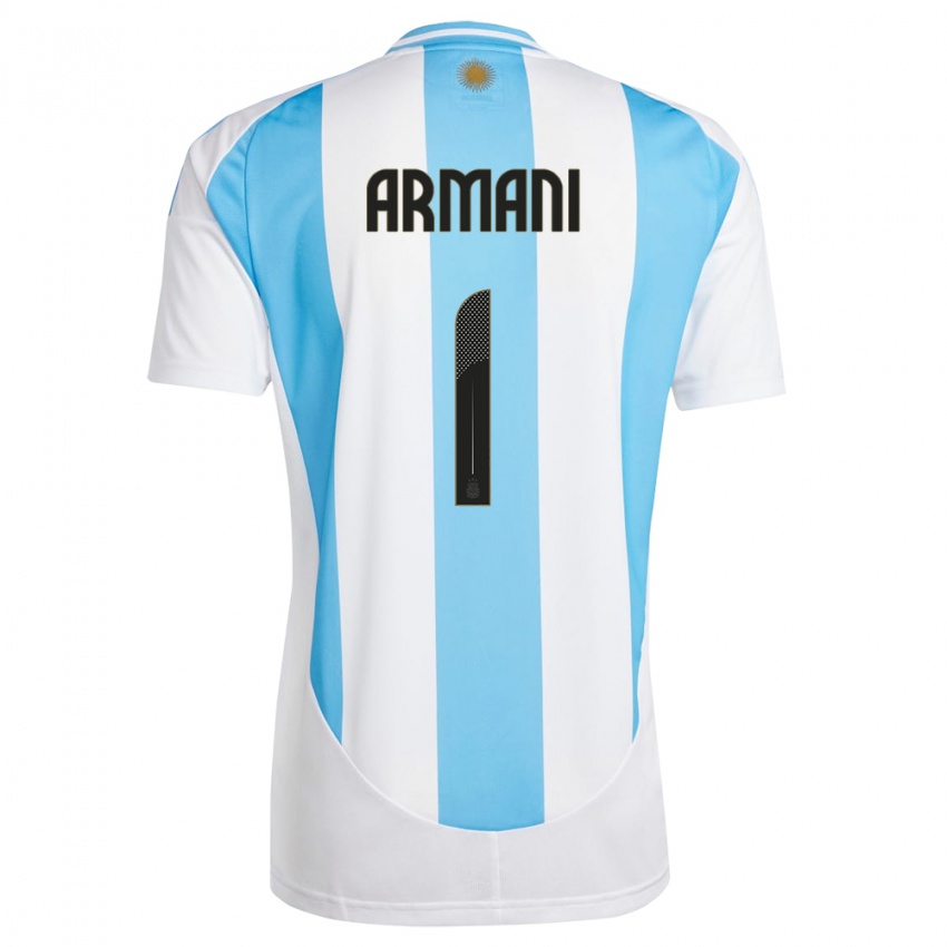 Børn Argentina Franco Armani #1 Hvid Blå Hjemmebane Spillertrøjer 24-26 Trøje T-Shirt