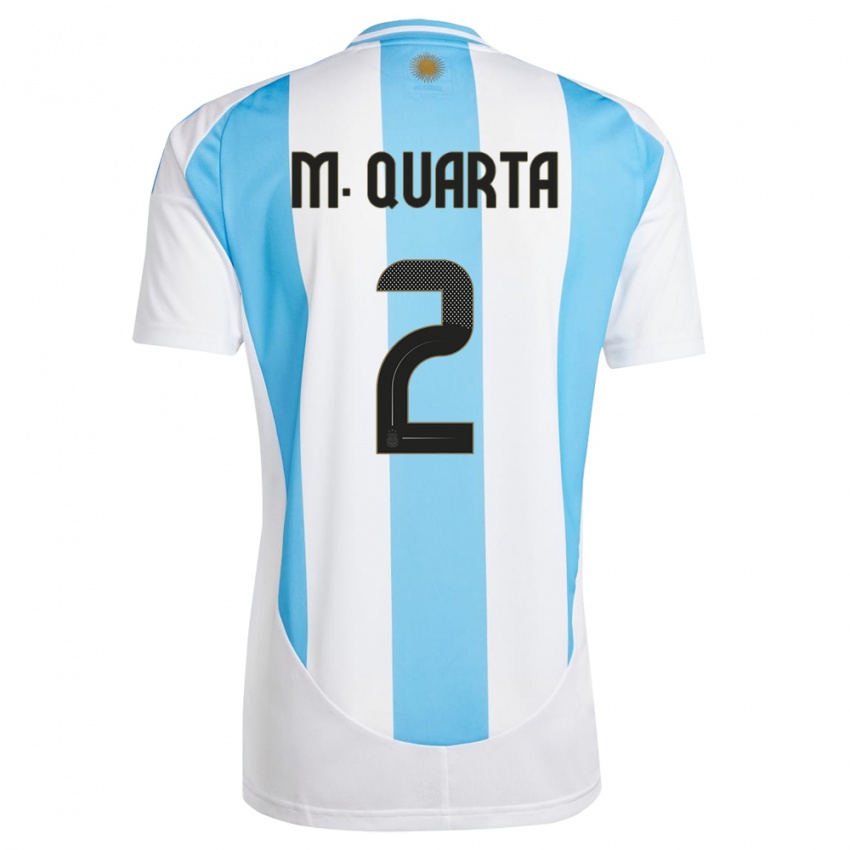 Børn Argentina Lucas Martinez Quarta #2 Hvid Blå Hjemmebane Spillertrøjer 24-26 Trøje T-Shirt