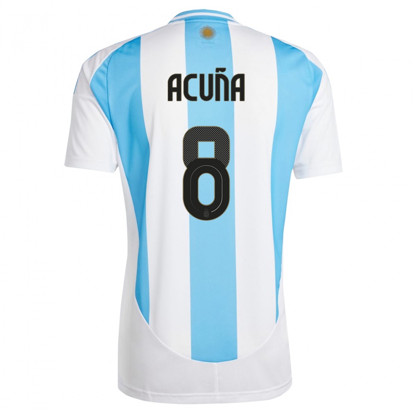 Børn Argentina Marcos Acuna #8 Hvid Blå Hjemmebane Spillertrøjer 24-26 Trøje T-Shirt